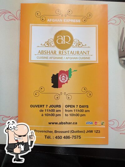 L'annonce publicitaire affiche les informations sur Abshar Restaurant Afghan Cuisine