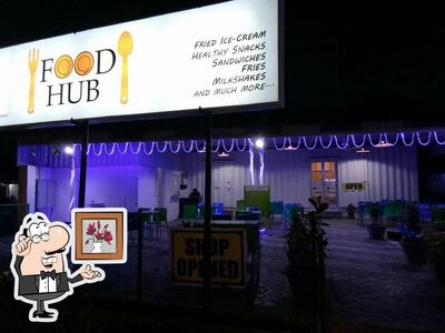 Take a seat at one of the tables at Food Hub
