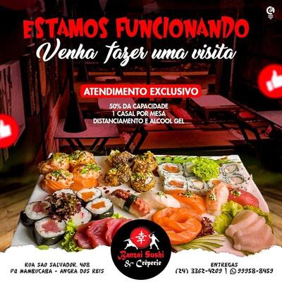 Aqui está a publicidade do Banzai Sushi & Crêperie