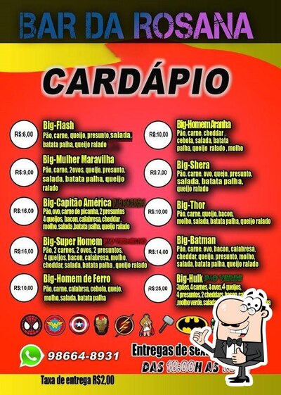 A publicidade apresenta informações sobre o BAR DA ROSANA Rio de Janeiro RJ