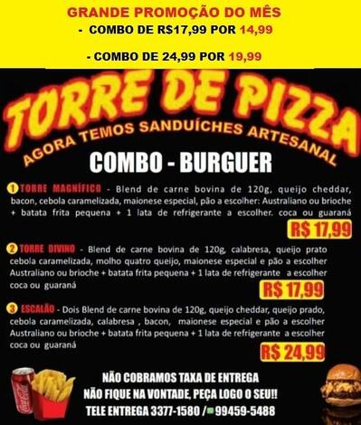 Aqui está a publicidade do Torre Pizza