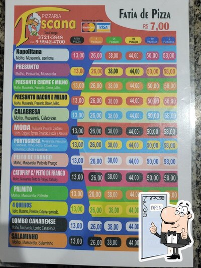 A marca do Toscana lanchonete e pizzaria