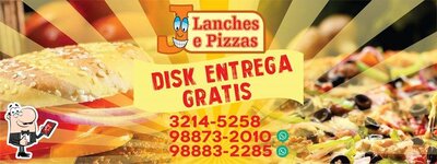 A publicidade apresenta informações sobre o Jota Lanches e Pizzas Varginha Varginha MG