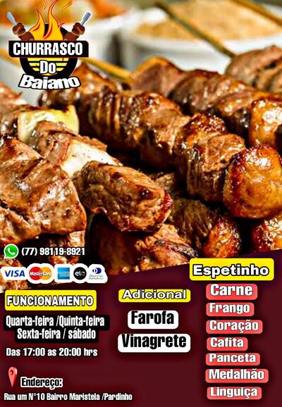 Aqui está a publicidade do Churrasco do Baiano
