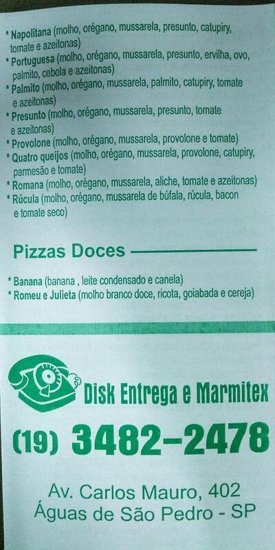A publicidade mostra informações sobre o Restaurante E Pizzaria Cantinho Tropical Ofic