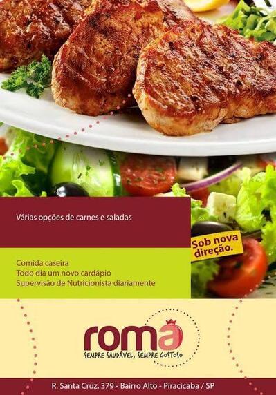 A publicidade mostra informações sobre o Restaurante Romã Piracicaba