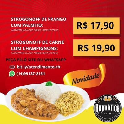 A publicidade mostra informações sobre o Republica Beer