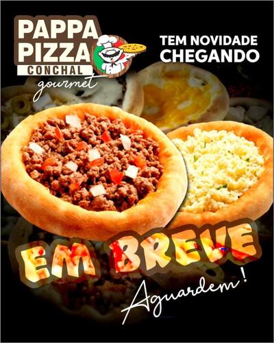 A publicidade apresenta informações sobre o Pappa Pizza Conchal
