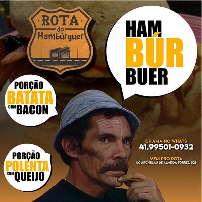 A publicidade mostra informações sobre o Rota do Hamburguer