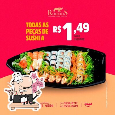 Presenteie-se com sushi no Rodeio's Churrascaria