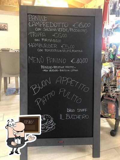 Il menu sulla lavagna elenca le opzioni possibili