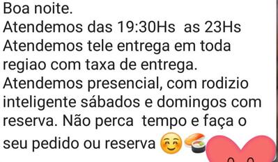 Aqui está a publicidade do Temakeria Personal Sushi