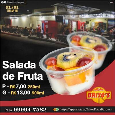 A publicidade apresenta informações sobre o Brito's PIZZA Burguer