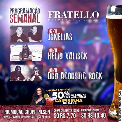 A publicidade apresenta informações sobre o Fratello PUB