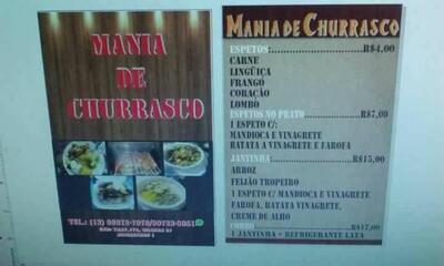 Aqui está a publicidade do Churrasquinho Mania