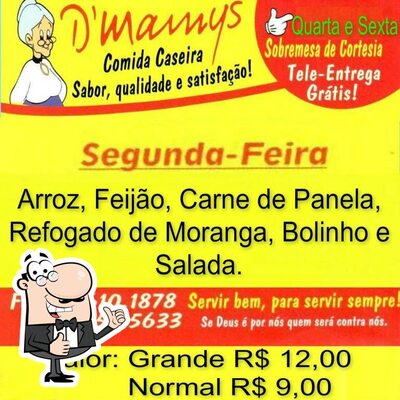 A publicidade apresenta informações sobre o D' Mamys Comida Caseira