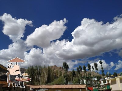 Take a look at the outside part of Bonfire Restaurant Leh