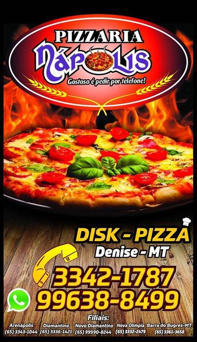 A publicidade apresenta informações sobre o Pizzaria Napolis Denise