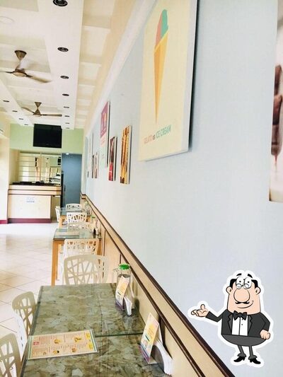 Take a seat at one of the tables at Gelato Factory