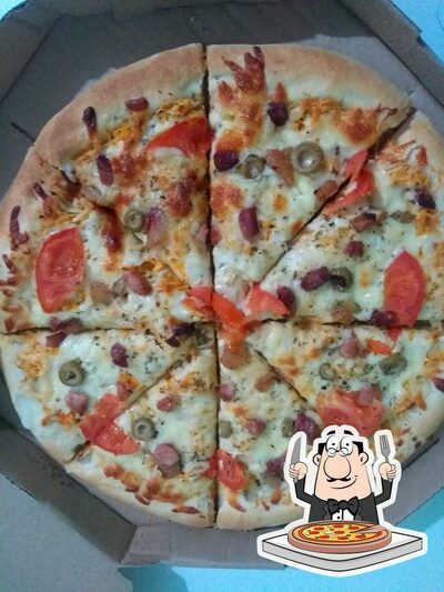 No pizzaria, você pode provar pizza