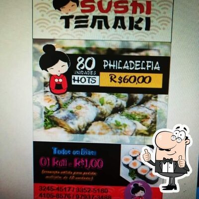 A publicidade mostra informações sobre o Sushi temaki