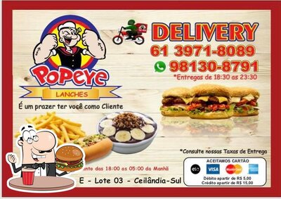 Os hambúrgueres do Popeye Lanches irão saciar uma variedade de gostos