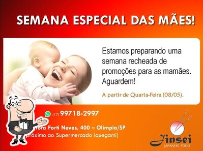 A publicidade mostra informações sobre o Yaya pastéis e sucos Olímpia SP
