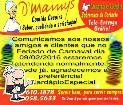 A publicidade apresenta informações sobre o D' Mamys Comida Caseira