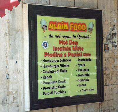 Voici l'annonce publicitaire de Alain Food...hotdog…and…more