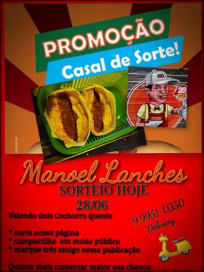 A publicidade apresenta informações sobre o Manoel Lanches