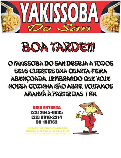 Aqui está a publicidade do Yakisoba San