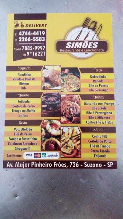 Aqui está a publicidade do Restaurante Simões