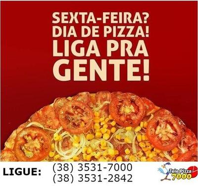 A publicidade mostra informações sobre o Tele Pizza 7000