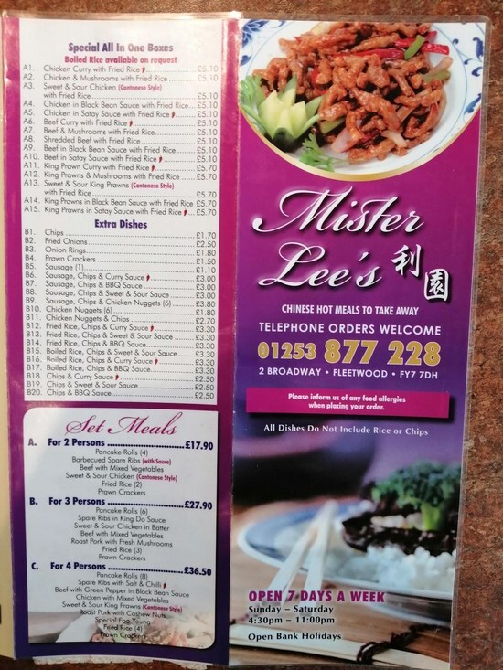 Mister Lee in Fleetwood - Restaurant menu and reviews