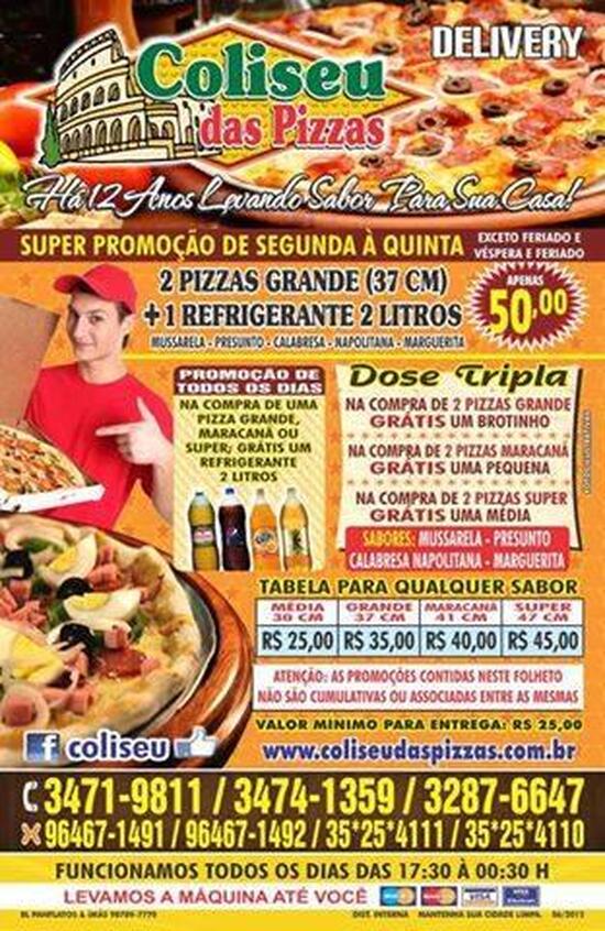 Menu At COLISEU DAS PIZZAS DELIVERY VILA VALQUEIRE Restaurant Rio De