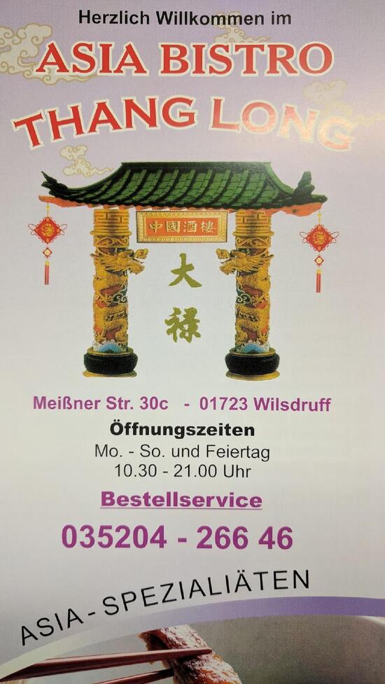 Menu at Asia Bistro Thang Long restaurant, Wilsdruff