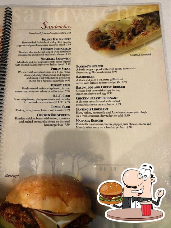 Menu at Santinos steakhouse, Alton