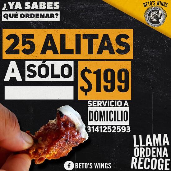 Carta del restaurante Hamburguesas Beto's wings, Manzanillo