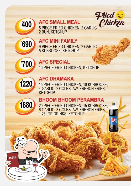 Menu at AFC (American Fried Chicken) Perambra, Perambra