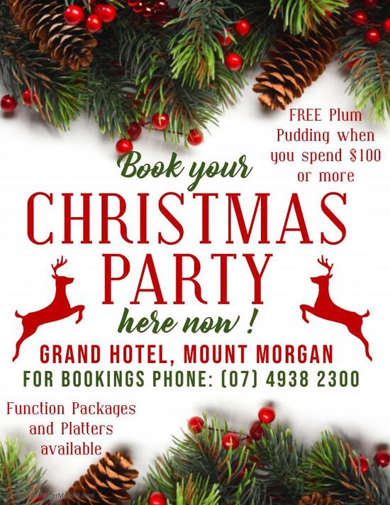 Menu at Grand Hotel pub & bar, Mount Morgan