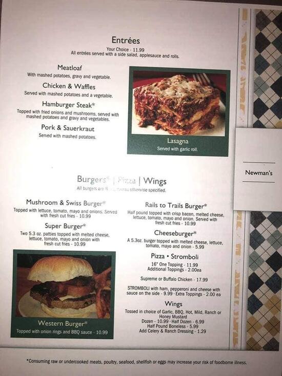 Menu at Newman's Sandwich Shop restaurant, Clarence