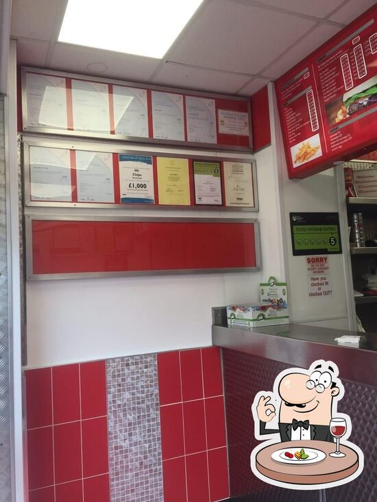 Menu at Mr Chips fast food, Portrush