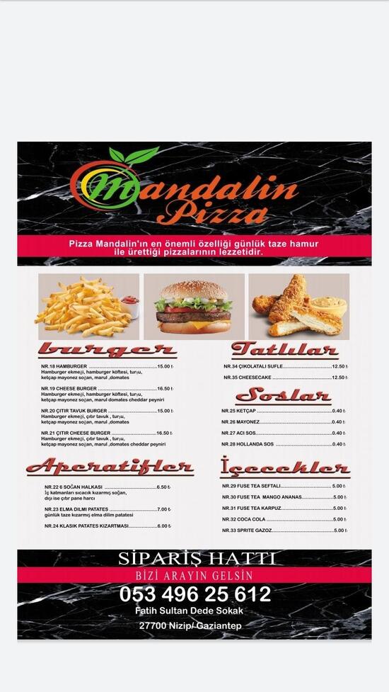 Menu at Mandalin cafe&restaurant, Nizip