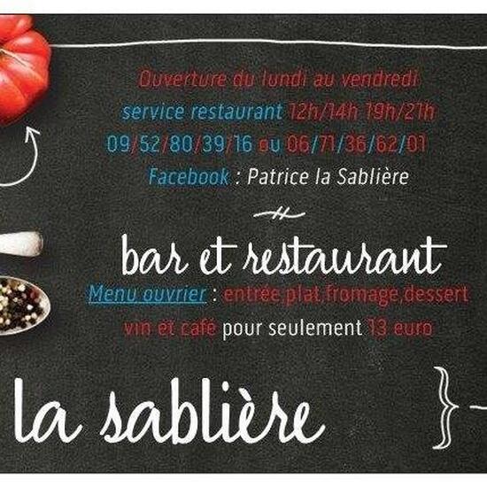Menu at Bar Restaurant de la Sablière, Aurillac, RN 122