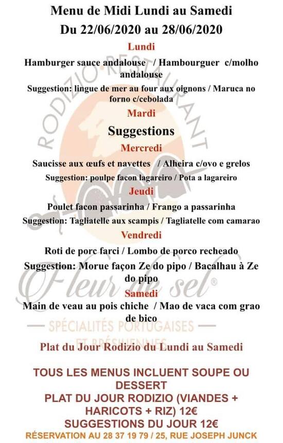 Menu au Restaurant Fleur de Sel, Luxembourg