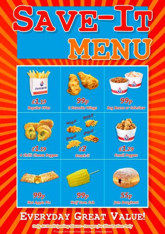 Menu at Favorite Chicken & Ribs Potters Bar, Potters Bar