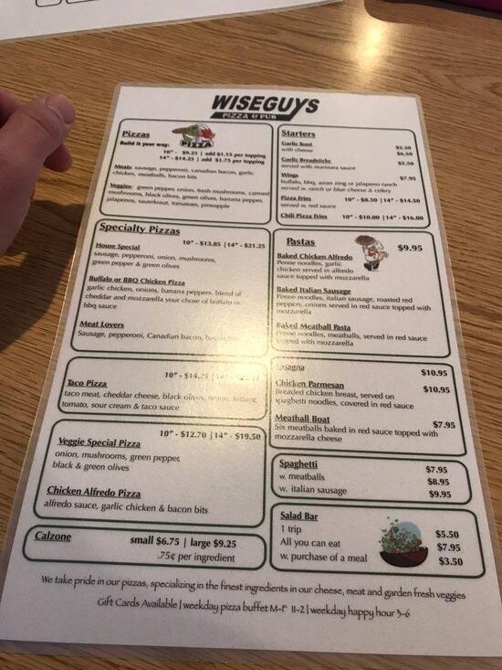 Menu At Wiseguys Pizza And Pub Centerville