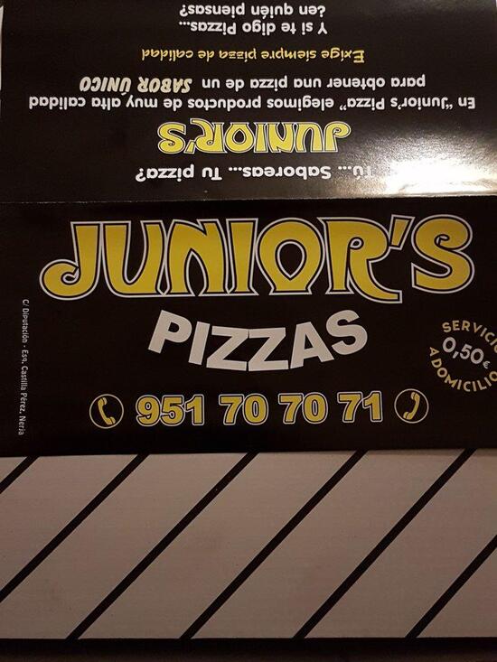 Carta de pizzería Junior's Pizza, Nerja