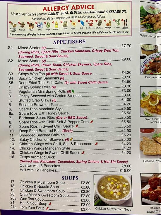 Menu at Wings restaurant, Grantham