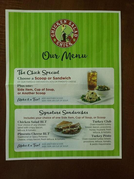 Menu At Chicken Salad Chick Restaurant Maryville 726 Watkins Rd 6634